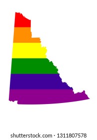 vector illustration of Yukon map with LGBT flag