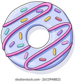 Vector Illustration of Yummy Blue Donut with Sprinkles
