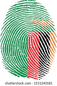 Ilustración vectorial de la bandera de Zambia en forma de huella dactilar