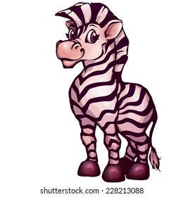 Vector illustration of zebra in cartoon style.
