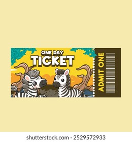 Ilustração de vetor de zebra com ilustração de vetor de zoológico bonito disponível para Zoo Ticket