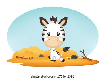 Vector illustration of a zebra in the forest
