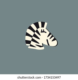 Ilustración vectorial de la cabeza de cebra. Caricatura de cebra. Ilustración aislada de papel tapiz, impresión