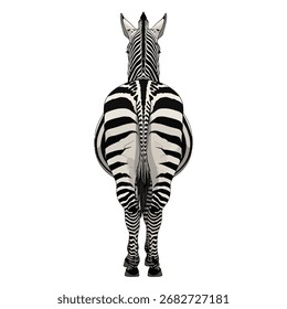 Ilustração vetorial de quartos traseiros de Zebra em pé isolados sobre fundo branco