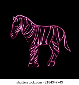 Vector illustration of zebra with neon effect.