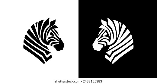 Vector illustration of a zebra portrait in a minimalist style for a logo