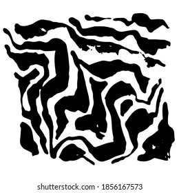 Vector illustration zebra print pattern. White and black hand drawn background.