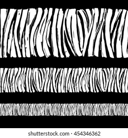 Vector illustration Zebra print seamless background border frame pattern. Black and white