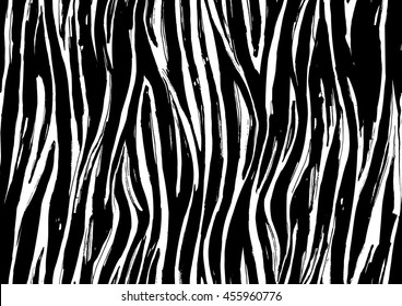 Vector illustration Zebra print seamless background pattern. Black and white