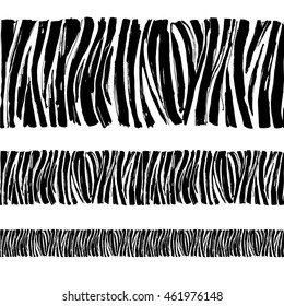 Patrón de marco de borde de fondo sin fisuras con estampado de cebra de Ilustración vectorial. Blanco y negro
