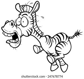 Vector illustration of Zebra running - Coloring book