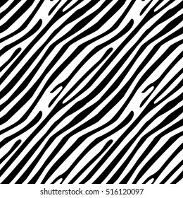 Vector illustration zebra stripes seamless pattern. Animals print background. Zebra skin