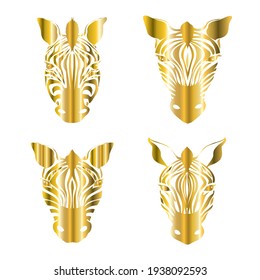 Vector illustration of a zebra. Stylized golden zebra isolated on a white background