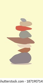 Vector illustration - Zen stone balance, rock balancing concept perfect for story background on social media
