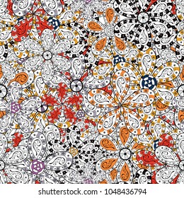 Vector illustration. Zentangle abstract flowers. Cute fabric pattern. Colour Spring Theme seamless pattern Background. Doodle flower. Flat Flower Elements Design.
