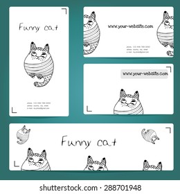  Vector illustration. Zentangle tribal stylized cat. 
Stylized cards, business cards, flyers.