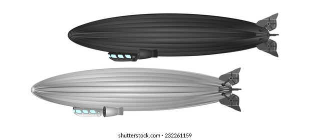vector illustration of a Zeppelin gray and black colors