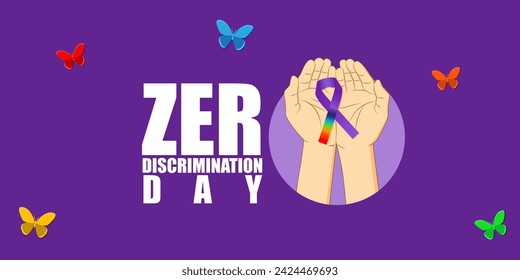 Vector illustration of Zero Discrimination Day social media feed template