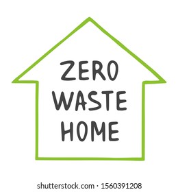 Vector Illustration. Zero Waste Home. Template for Poster and Banner. Ecological Lifestyle and Sustainable Developments. Objects Isolated on White Background.