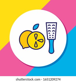 Ilustración vectorial de la línea coloreada con icono de zester. Un elemento utensil hermoso también puede ser usado como elemento de icono más grande.