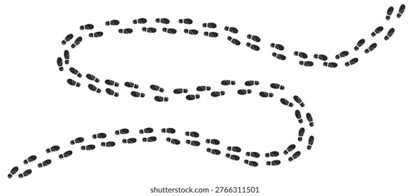 Vector illustration of a zig zag footprint path representing doubt, hesitation, confusion and uncertain decision making