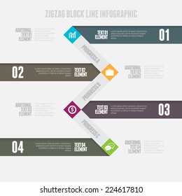 Vector illustration of zigzag block line infographic design element.