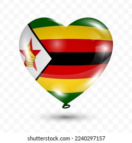 Vector illustration of a Zimbabwe country love balloon on transparent background (PNG). Flying love balloons for Independence Day celebration.