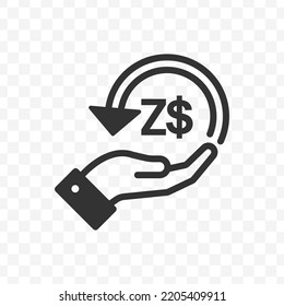 Ilustración vectorial de la moneda del dólar de Zimbabwe. Icono, signo y símbolo de respaldo. Diseño sencillo sobre fondo transparente (PNG).