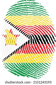 Ilustración vectorial de la bandera de Zimbabue en forma de huella dactilar