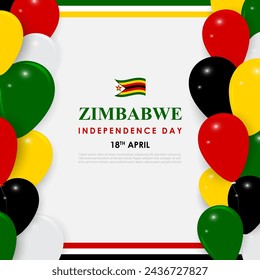 Vector illustration of Zimbabwe Independence Day social media feed template