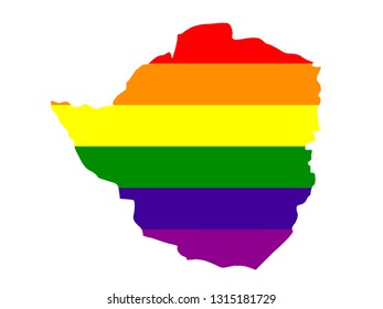 vector illustration of Zimbabwe map with LGBT flag