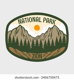 VECTOR ILLUSTRATION OF ZION NATIONAL PARK BADGE DESIGN 