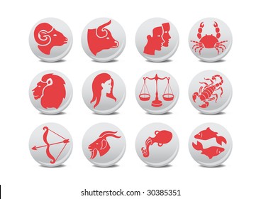 Vector illustration of zodiac buttons .You can use it for your website, application or presentation