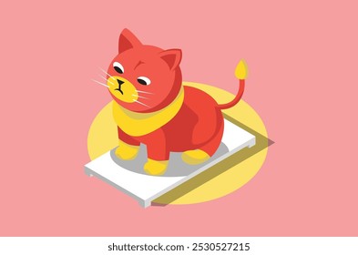 Vector illustration of zodiac cat, with 3d isometric style Suitable for Infographics, Game Assets and Other Graphic Related Assets