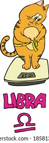 Vector illustration Zodiac cat Libra. For decoration, web-site, ceramics, cover, sticker