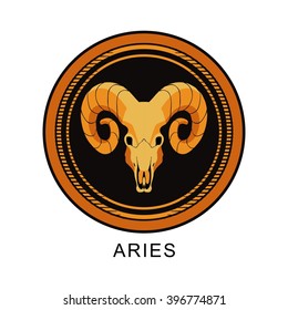Vector Illustration Zodiac Sign Aries Round Stock Vector (Royalty Free ...