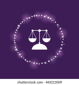 Vector illustration of zodiac sign. Elements for design on dark purple background.