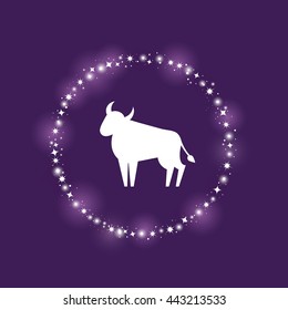 Vector illustration of zodiac sign. Elements for design on dark purple background.