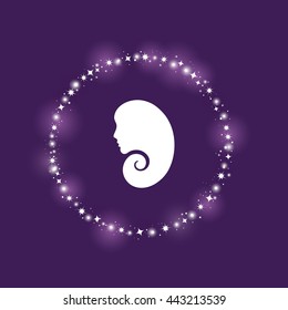 Vector illustration of zodiac sign. Elements for design on dark purple background.