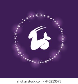 Vector illustration of zodiac sign. Elements for design on dark purple background.