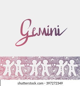 Vector illustration of zodiac sign Gemini. Graphic image for the horoscope.
