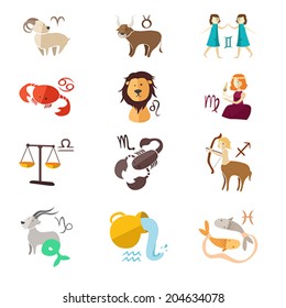 A vector illustration of zodiac sign icons design