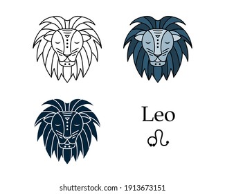 Vector illustration of a zodiac sign Leo. Line art, simple style. Astrology.