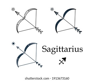 Vector illustration of a zodiac sign Sagittarius. Line art, simple style. Astrology.