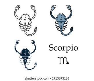 Vector illustration of a zodiac sign Scorpio. Line art, simple style. Astrology.