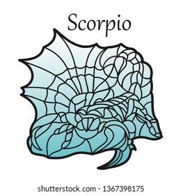 Vector illustration of zodiac sign. Stained glass. Watercolor. Black outline. Isolated on white background.