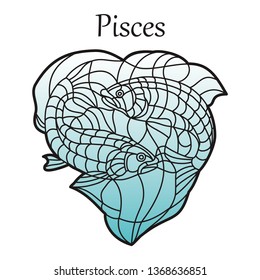 Vector illustration of zodiac sign. Stained glass. Watercolor. Black outline. Isolated on white background.