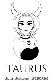 vector illustration of zodiac sign taurus-girl
