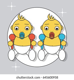 Vector illustration of zodiac signs in flat style.Gemini