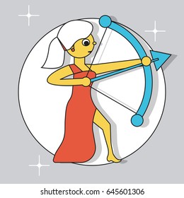 Vector illustration of zodiac signs in flat style. Sagittarius